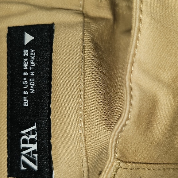 Zara Women's Tan Cotton Trousers, High-Waisted, Wide-Leg, Size Small. - Picture 2 of 16